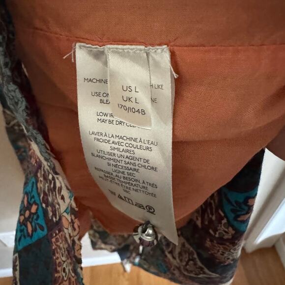 Anthropologie The Peregrine Patchwork Smocked Ruffle Midi Dress Size Large - Picture 11 of 12